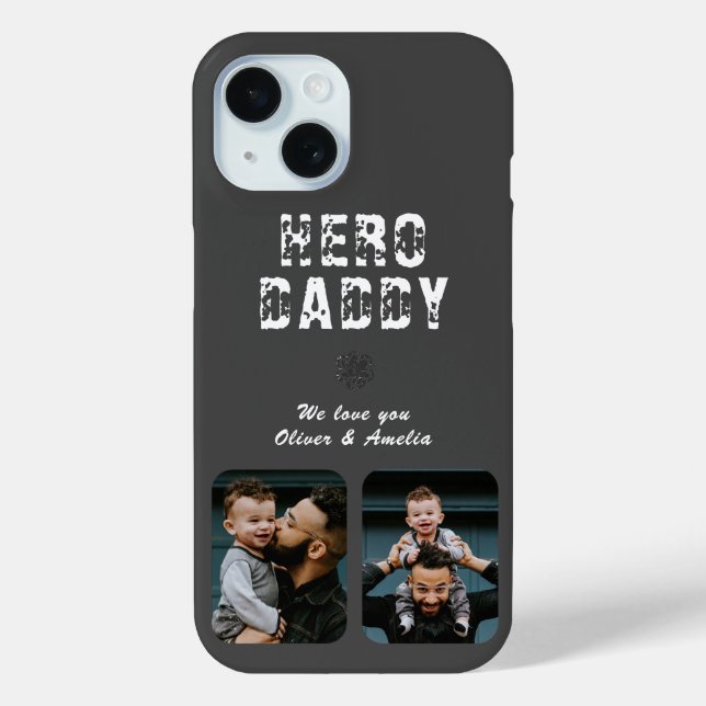 Hero Daddy Father`s Day 2 Photo Collage Case-Mate iPhone Case (Back)