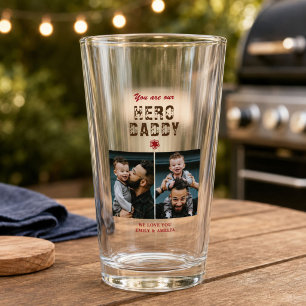 Hero Daddy Father`s Day 2 Photo Collage Glass