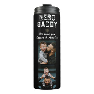 Hero Daddy Father`s Day 2 Photo Collage Thermal Tumbler