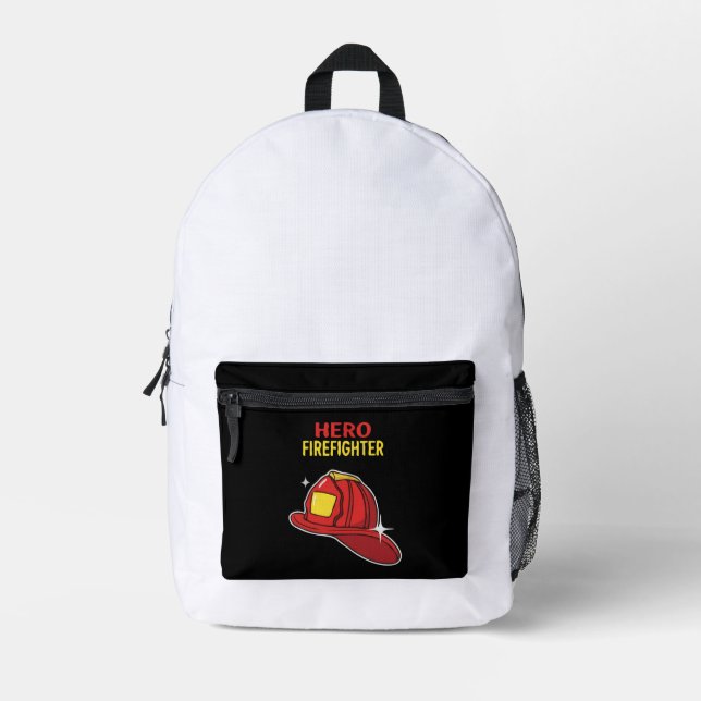  Hero Firefighter Cartoon Red Helmet Appreciation  Printed Backpack (Front)