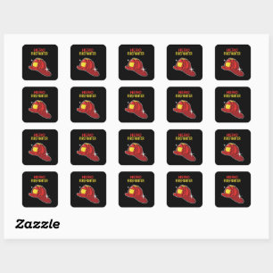  Hero Firefighter Cartoon Red Helmet Appreciation  Square Sticker