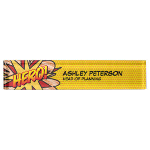 HERO Fun Retro Comic Book Nameplate