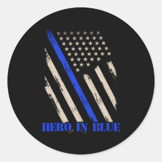 Hero In Blue Police Officer Badge Back Up Mother F Classic Round Sticker