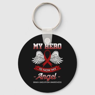 Hero Is Now My Angel Brain Aneurysm Awareness Gift Key Ring