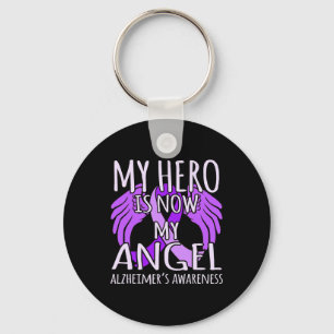 Hero Is Now My Angel Heimerheimer's Awareness Purp Key Ring