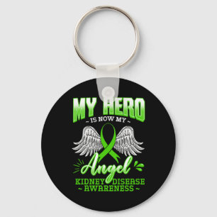 Hero Is Now My Angel Kidney Disease Green Ribbon G Key Ring