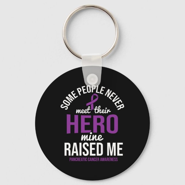 Hero Raised Me Pancreatic Cancer Awareness Pancrea Key Ring (Front)