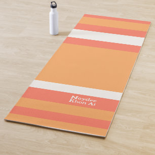 Hero Stripes Horizontal Lines Red Orange White Yoga Mat