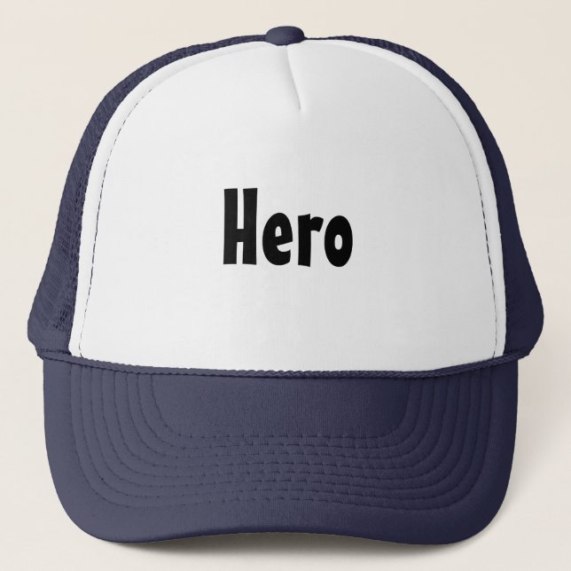 Hero Text Name with White and Navy Colour Trucker Hat (Front)