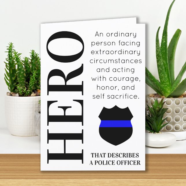 Hero Thin Blue Line Personalised Police Officer   Thank You Card (Creator Uploaded)
