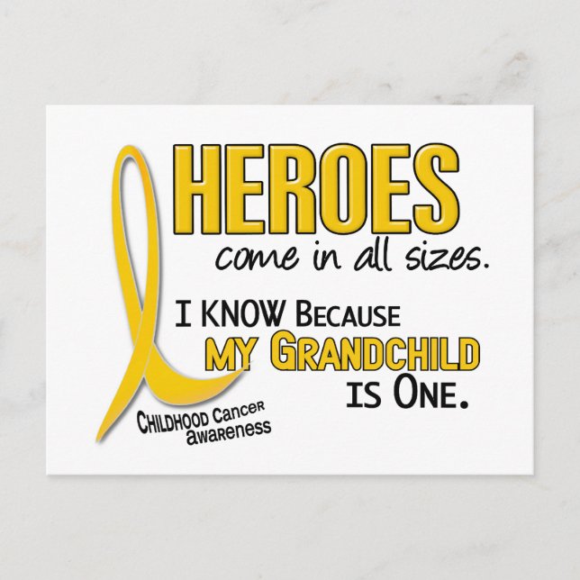 Heroes All Sizes 1 Grandchild CHILDHOOD CANCER Postcard (Front)