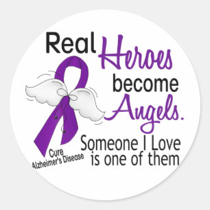 Heroes Become Angels Alzheimer's Disease Classic Round Sticker