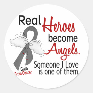 Heroes Become Angels Brain Cancer Classic Round Sticker