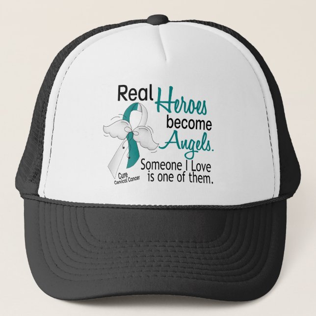 Heroes Become Angels Cervical Cancer Trucker Hat (Front)
