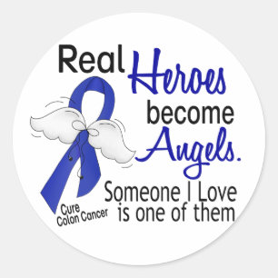 Heroes Become Angels Colon Cancer Classic Round Sticker