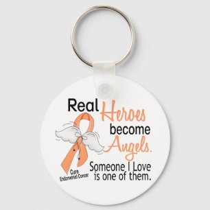 Heroes Become Angels Endometrial Cancer Key Ring
