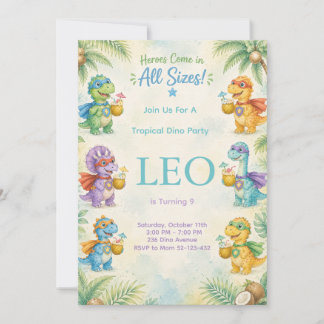 Heroes Come in All Sizes Dinosaur Birthday Invitation