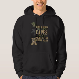 Heroes Don't Wear Capes They Wear Dog Tag Combat B Hoodie