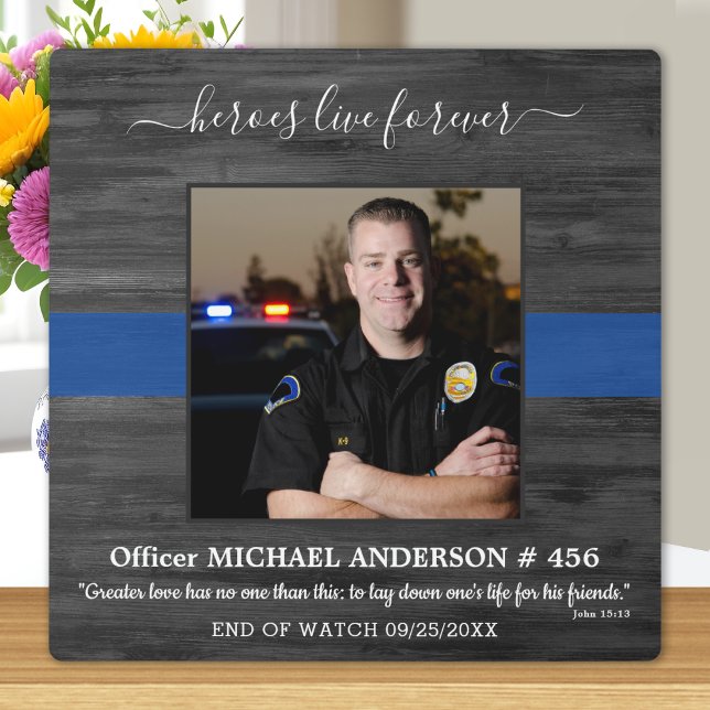 Heroes Live Forever Fallen Officer Police Memorial Plaque (Creator Uploaded)