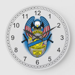 Heroes Live Forever Police Memorial Badge Large Clock