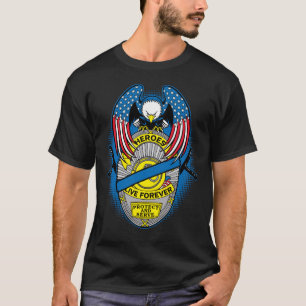Heroes Live Forever Police Memorial Badge T-Shirt