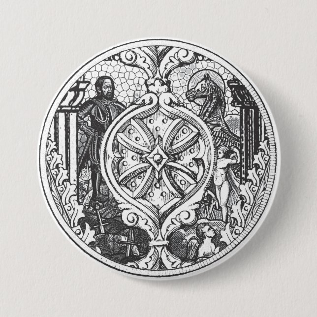 Heroes Stained Glass Shield Button (Front)