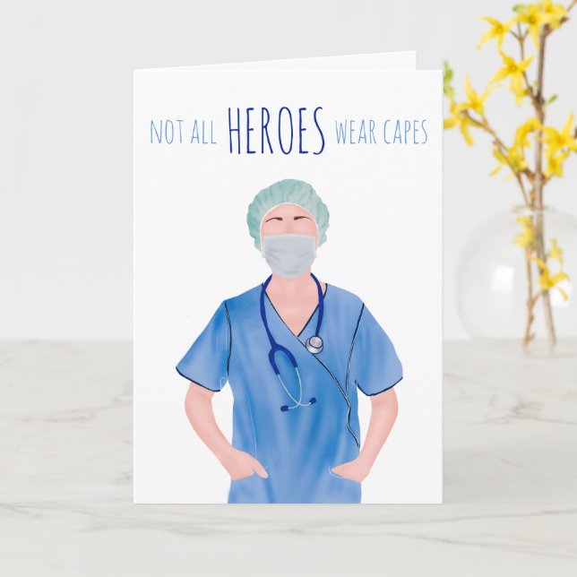 Heroes stethoscope nurse illustration thank you card (Yellow Flower)