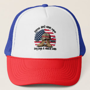 Heroes — They Wear Dog Tags and Combat Boots Trucker Hat