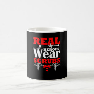 Heroes Wear Scrubs Nurse Cna Nursing Stethoscope M Coffee Mug