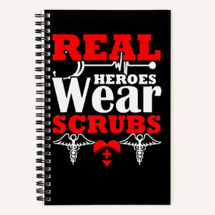 Heroes Wear Scrubs Nurse Cna Nursing Stethoscope M Notebook