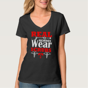 Heroes Wear Scrubs Nurse Cna Nursing Stethoscope M T-Shirt