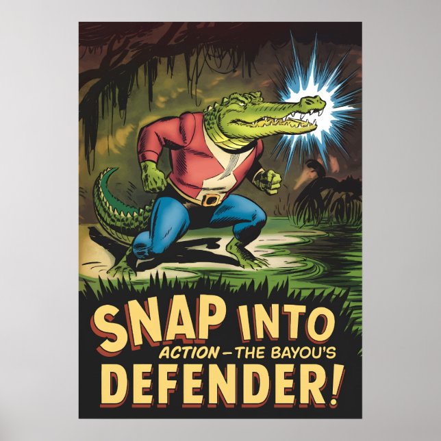 Heroic Alligator Comic Style Bayou Defender Poster (Front)