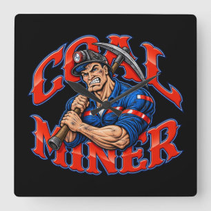 HEROIC COAL MINER SQUARE WALL CLOCK