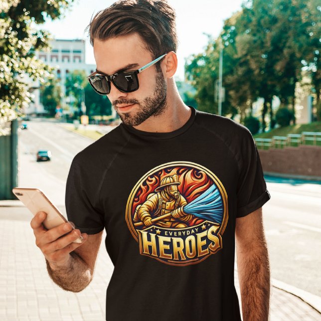 Heroic Firefighter Battling Blaze T-Shirt (Creator Uploaded)