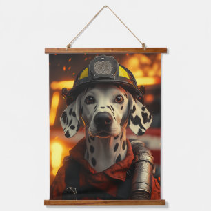 Heroic Firefighter Dalmatian Hanging Tapestry