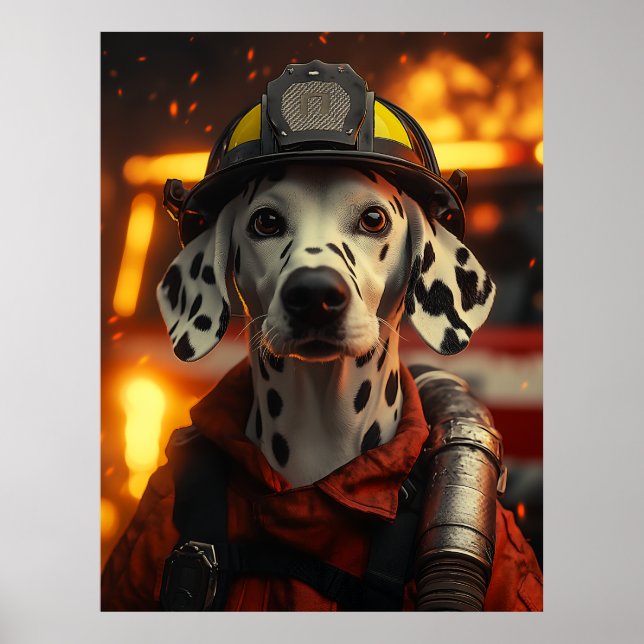 Heroic Firefighter Dalmatian Poster (Front)