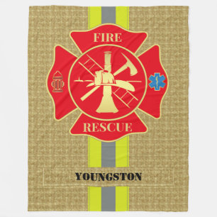 Heroic Firefighter Maltese Cross Cosy Design Fleece Blanket
