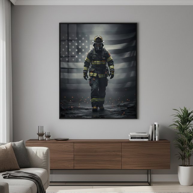 Heroic Firefighter Walking Through Smoke poster (Creator Uploaded)