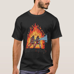 Heroic Firefighters Battling Intense Flames T-Shirt