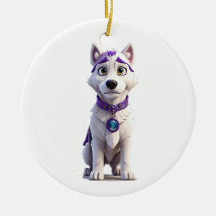 Heroic Husky Ceramic Tree Decoration