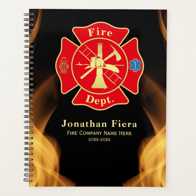 Heroic Maltese Cross Firefighter Emblem Planner (Front)