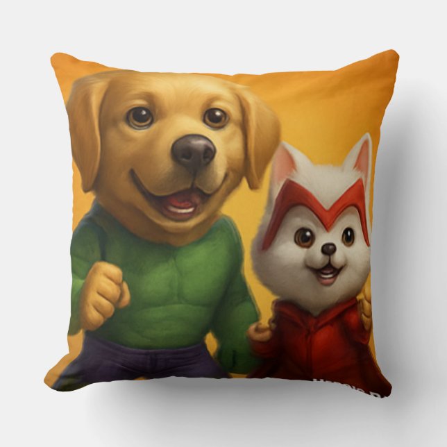 "Heroic Paws – Superhero Dogs in Costume" Cushion (Front)