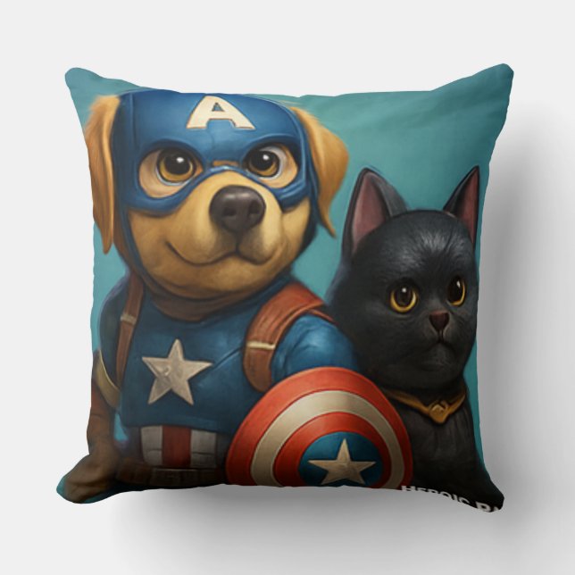 "Heroic Paws – Superhero Dogs in Costume" Cushion (Front)