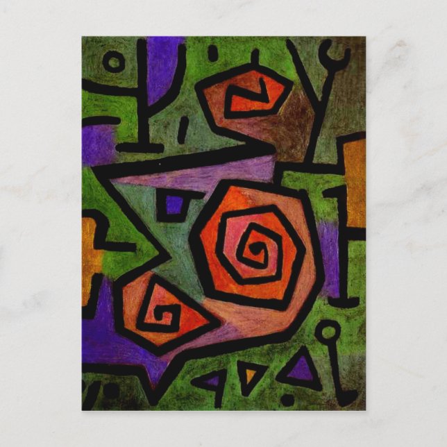 Heroic Roses by Paul Klee Abstract Art Postcard (Front)