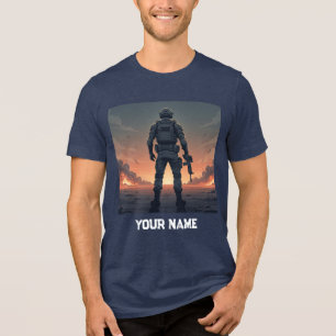 Heroic Soldier Back View T-Shirt Tri-Blend Shirt