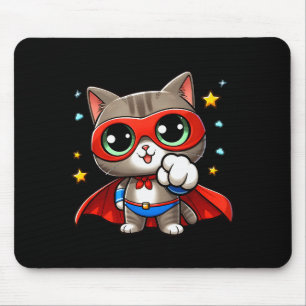 Heroic Super Cat With Cape Gift Men Kids Women Fun Mouse Mat
