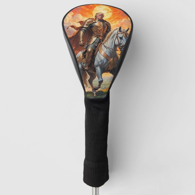 Heroic Trump Warrior in Golden Armour Golf Head Cover (Front)