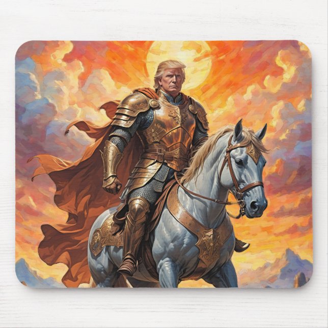 Heroic Trump Warrior in Golden Armour Mouse Mat (Front)