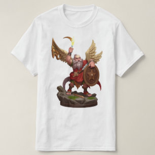 Heroic Winged Dwarf Warrior Fantasy Art T-Shirt