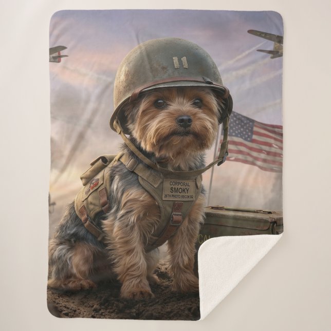 Heroic Yorkie Special Forces | Sherpa Blanket (Front)